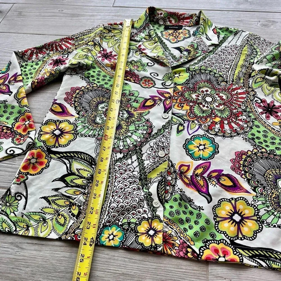 Natori Womens Multicolor Floral Allover Print‎ Button Front Top Size Small - Picture 7 of 8
